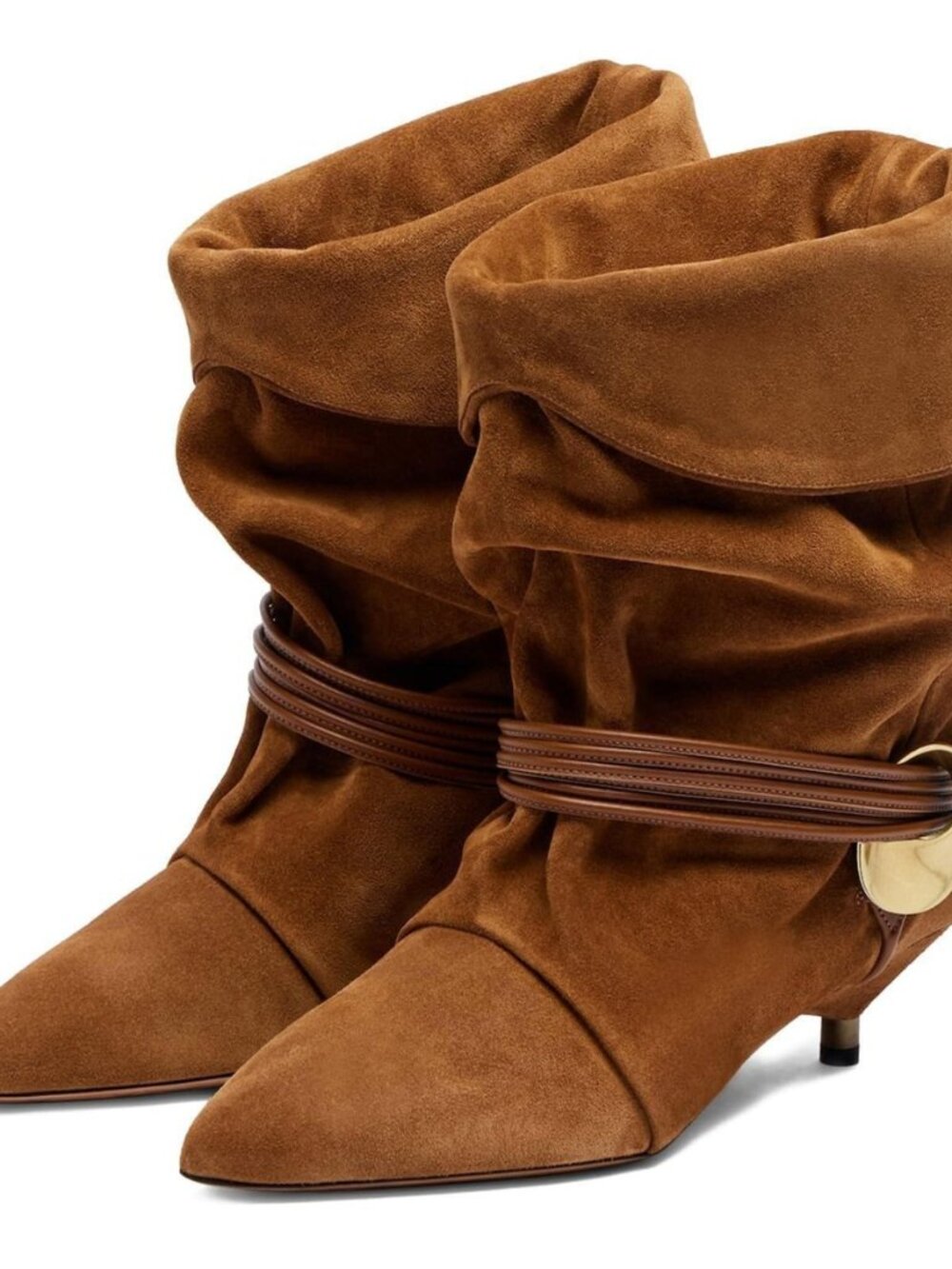 Slouchy Kitten Heel Ankle Boots Wide Calf Slouch Cowboy Boots Fold Over Pointed
